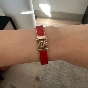 Shanghai Tang Red and Gold Enamel Bracelet